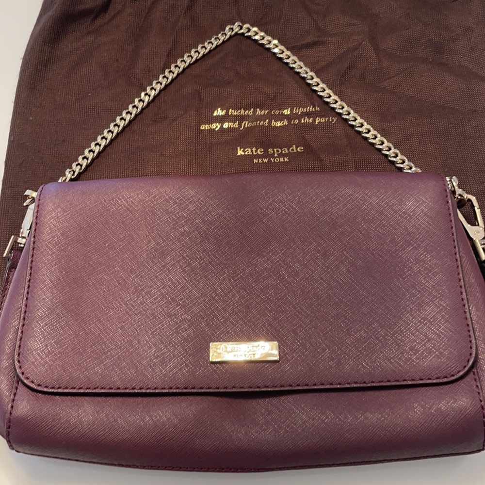 Kate Spade dark purple leather clutch